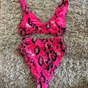 ASOS pink snakeskin bikini